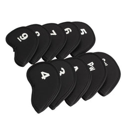 10Pcs Golf Club Head Covers Black