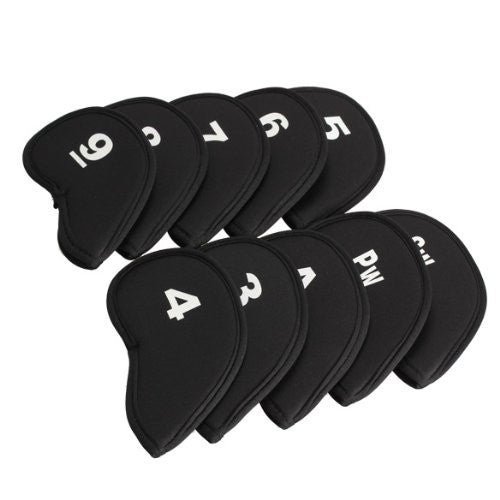 10Pcs Golf Club Head Covers Black